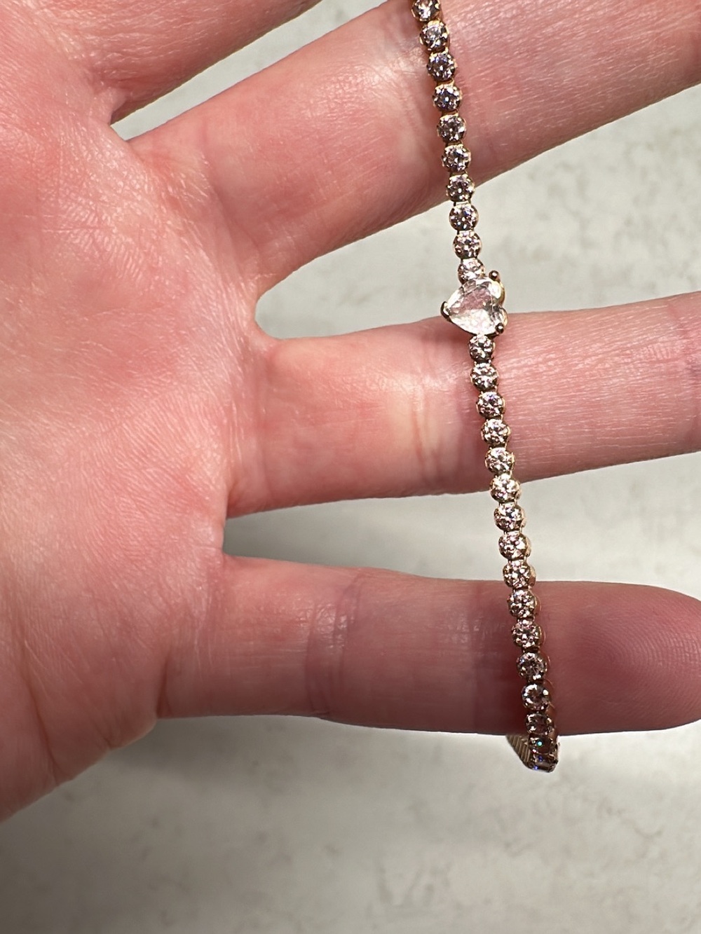 Beautiful Authentic Pandora Sparkling Heart Tennis Bracelet in 14k rose gold.